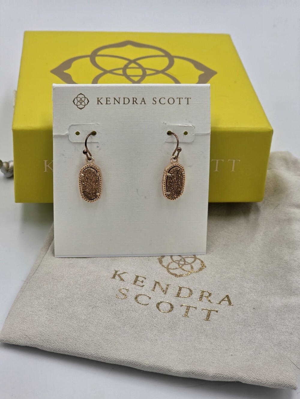 Kendra Scott Rose Gold Sparkle Druzy Drusy Drop Earrings